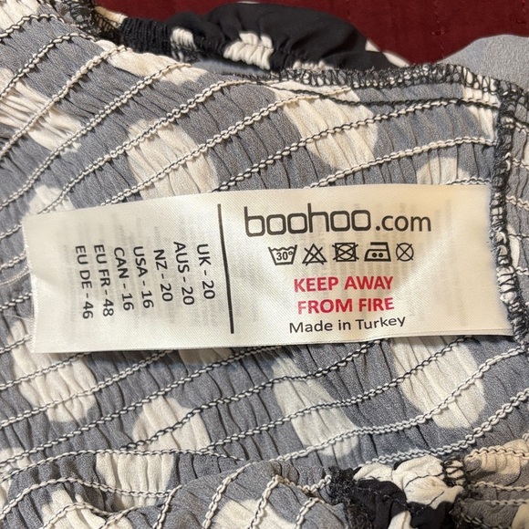 NWT Boohoo Plus Black and White Polka Dot Ruched Puffed Sleeve Crop Top Size 16 - Picture 8 of 10